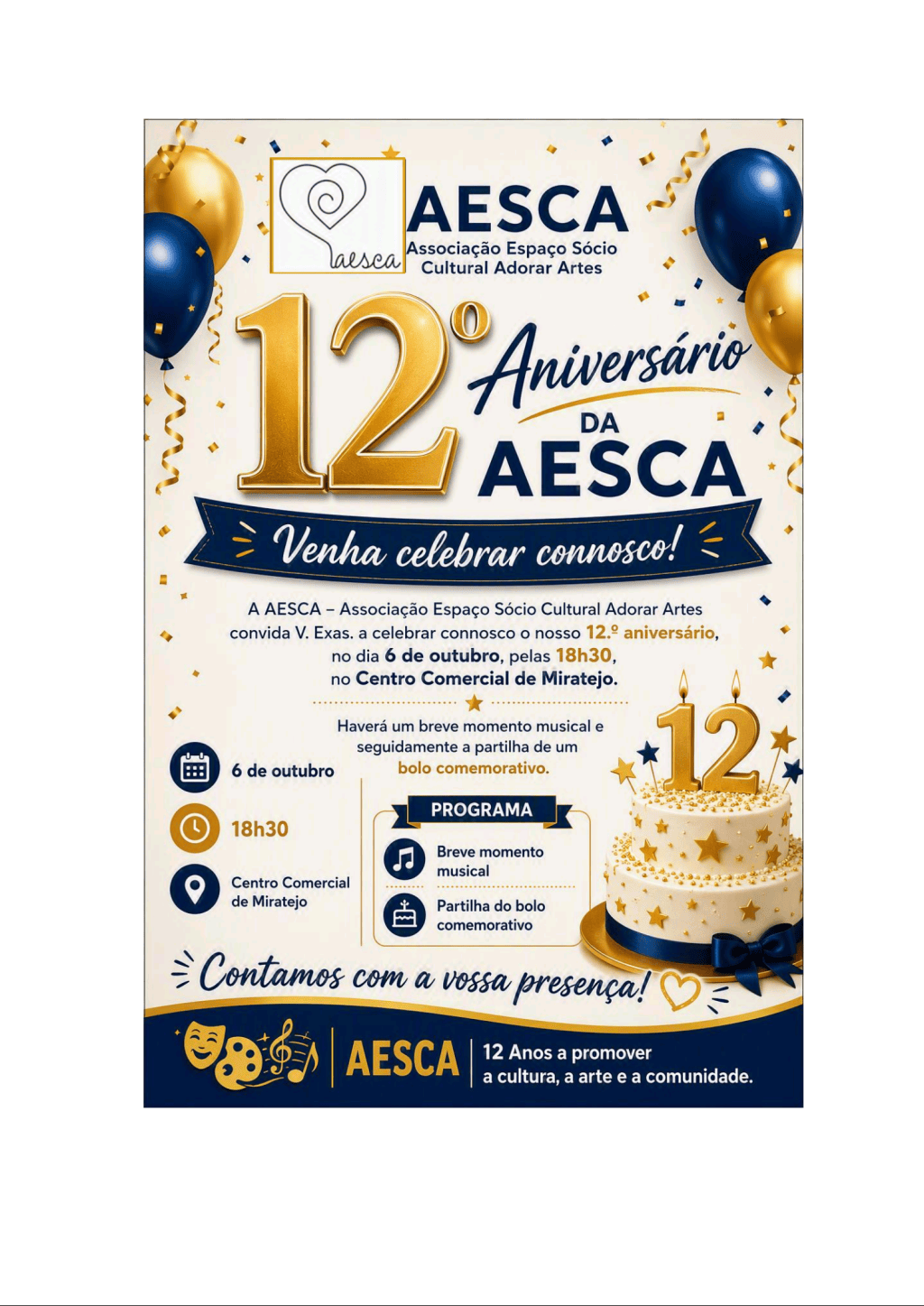 12.º Aniversário da AESCA – Junte-se a Nós no Dia 6 de&nbsp;Outubro!